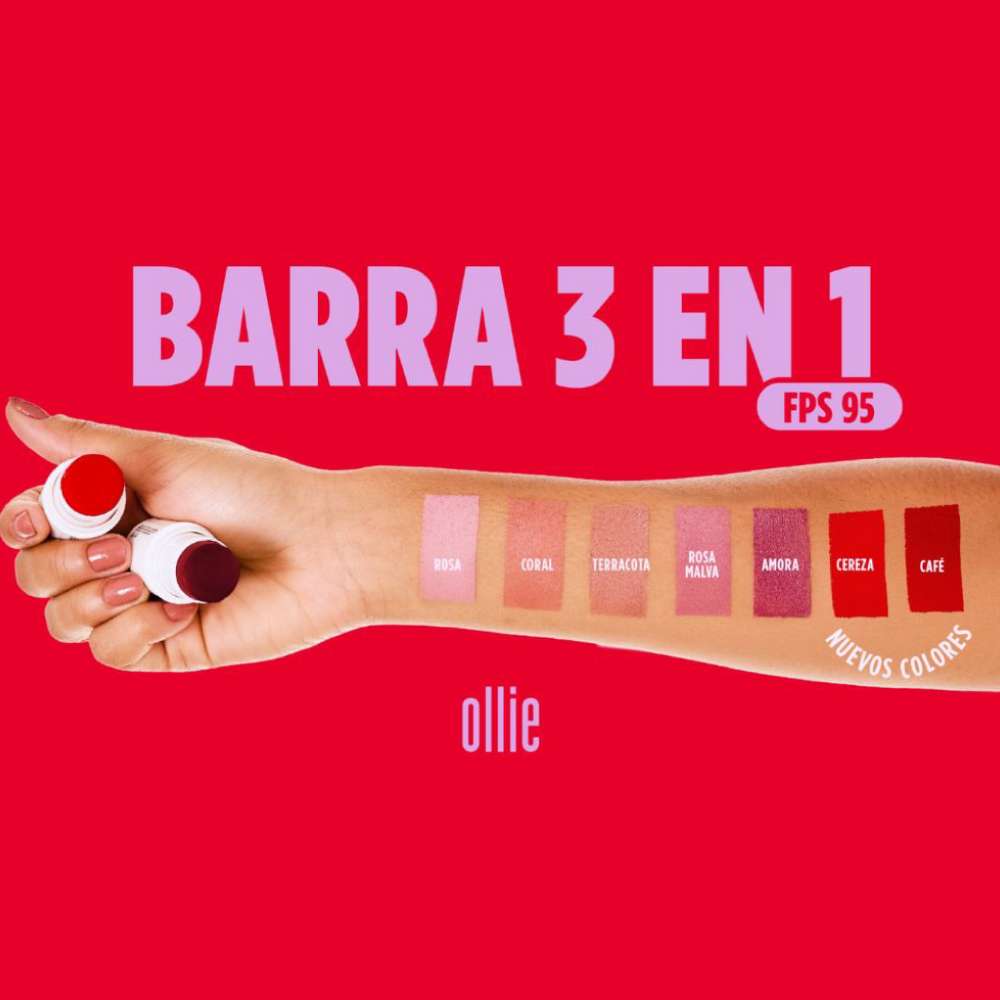 OLLIE Barra 3 En 1 Rubor / Labial / Sombra Fps 95 Café (3)