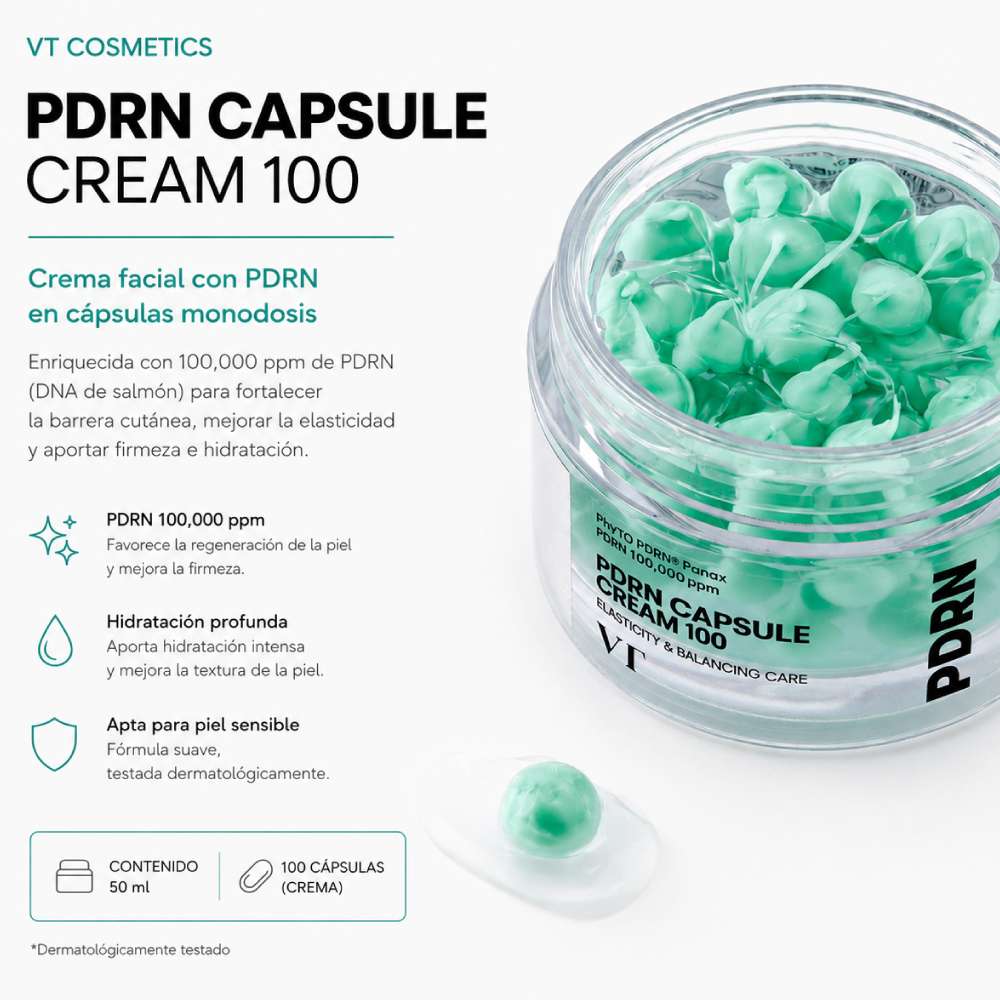 Vt PDRN Capsule Cream 100 x 50 ml VT COSMETICS | luminosidad (5)
